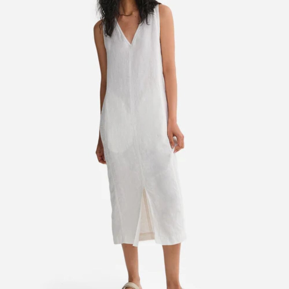 Mate the label organic linen tank center seam dress